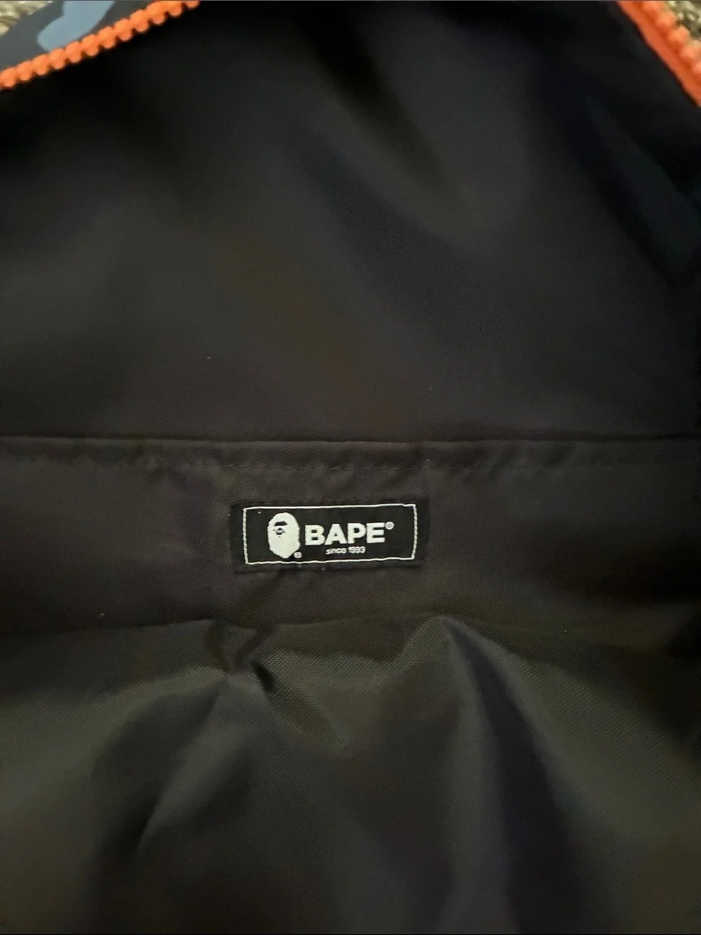 BAPE Small Blue Camo Backpack with Orange Trim